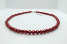 Perlový náhrdelník červená lesk
