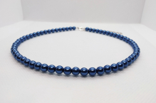 Perlový náhrdelník tm. modrá lesk