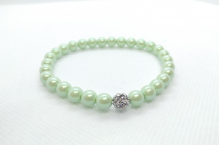 Náramek zelená perleť/ crystal 6mm 1603-ŠK-mix